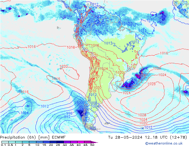 Z500/Rain (+SLP)/Z850 ECMWF Tu 28.05.2024 18 UTC