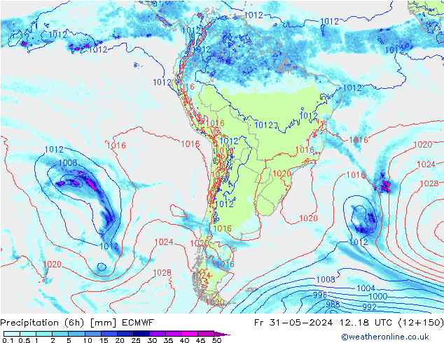 Z500/Rain (+SLP)/Z850 ECMWF Fr 31.05.2024 18 UTC