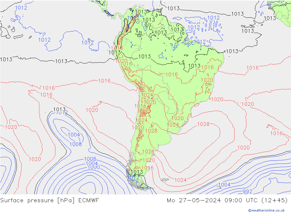 Surface pressure ECMWF Mo 27.05.2024 09 UTC