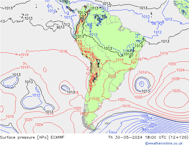 Bodendruck ECMWF Do 30.05.2024 18 UTC