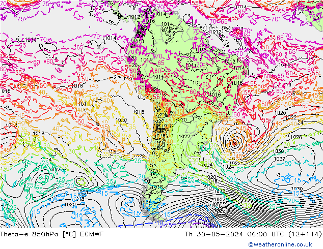 Theta-e 850hPa ECMWF Per 30.05.2024 06 UTC