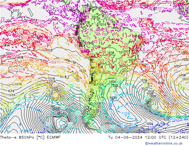 Theta-e 850hPa ECMWF Ter 04.06.2024 12 UTC