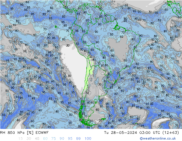 RH 850 hPa ECMWF Tu 28.05.2024 03 UTC