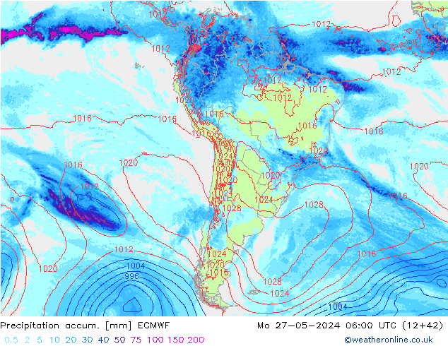 Precipitation accum. ECMWF Seg 27.05.2024 06 UTC