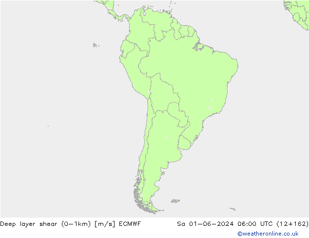 Deep layer shear (0-1km) ECMWF sáb 01.06.2024 06 UTC