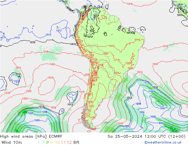 Izotacha ECMWF so. 25.05.2024 12 UTC