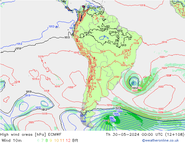 Windvelden ECMWF do 30.05.2024 00 UTC