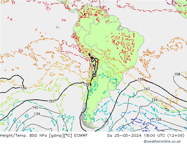 Z500/Rain (+SLP)/Z850 ECMWF Sáb 25.05.2024 18 UTC