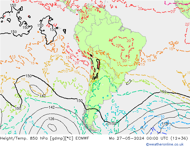 Z500/Rain (+SLP)/Z850 ECMWF пн 27.05.2024 00 UTC