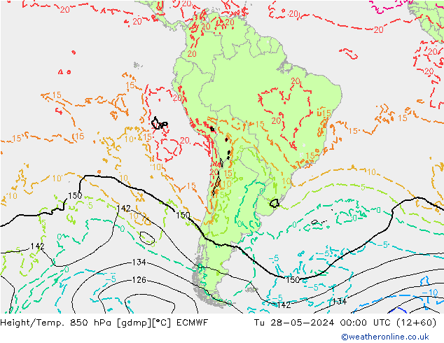 Z500/Rain (+SLP)/Z850 ECMWF Tu 28.05.2024 00 UTC