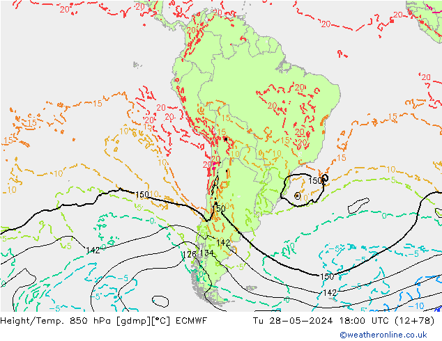 Z500/Rain (+SLP)/Z850 ECMWF Tu 28.05.2024 18 UTC