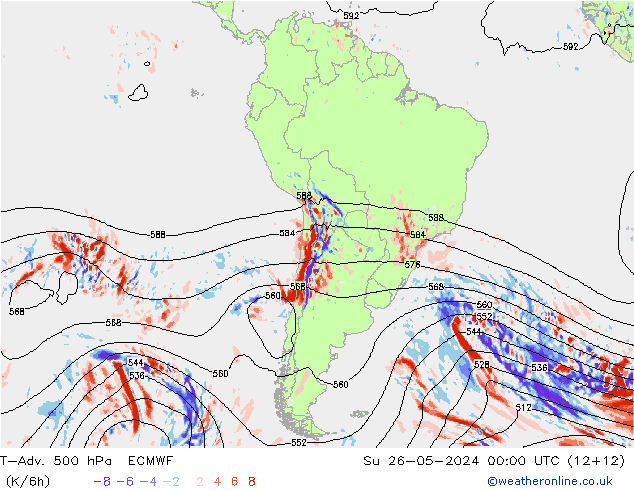 T-Adv. 500 hPa ECMWF Su 26.05.2024 00 UTC