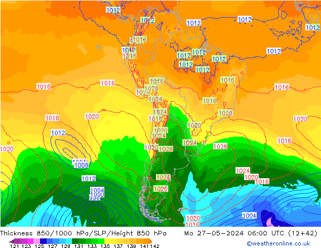 Thck 850-1000 hPa ECMWF Seg 27.05.2024 06 UTC