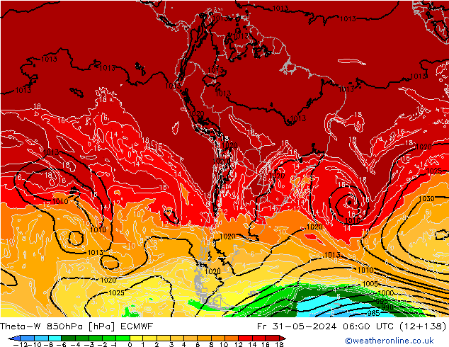 Theta-W 850hPa ECMWF ven 31.05.2024 06 UTC