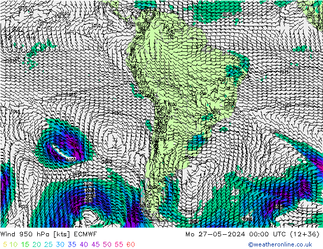 Wind 950 hPa ECMWF Mo 27.05.2024 00 UTC