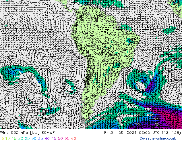 Wind 950 hPa ECMWF Fr 31.05.2024 06 UTC