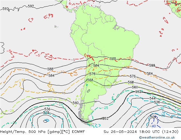 Z500/Rain (+SLP)/Z850 ECMWF Su 26.05.2024 18 UTC