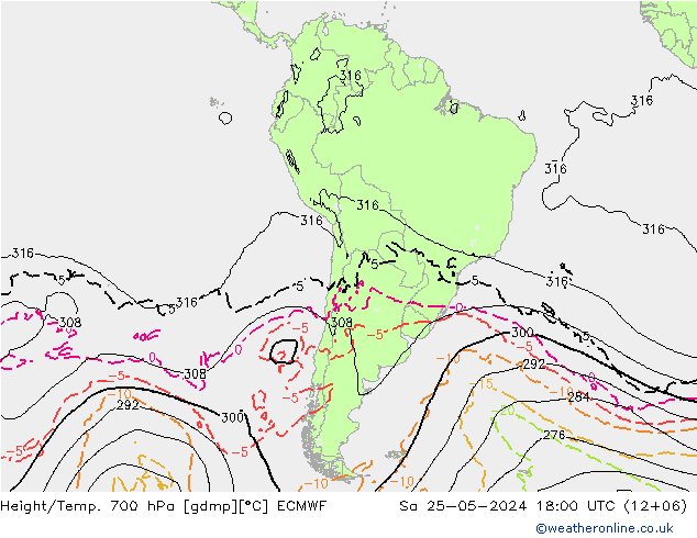 Height/Temp. 700 hPa ECMWF  25.05.2024 18 UTC