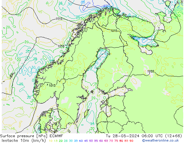 10米等风速线 (kph) ECMWF 星期二 28.05.2024 06 UTC