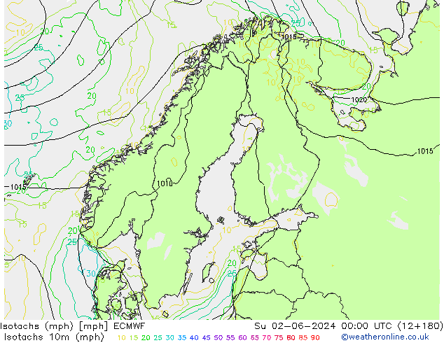 Isotaca (mph) ECMWF dom 02.06.2024 00 UTC