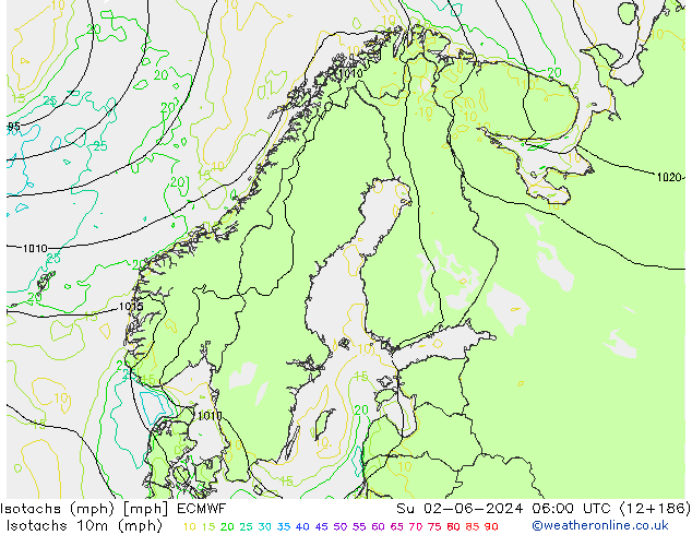 Isotachs (mph) ECMWF Su 02.06.2024 06 UTC