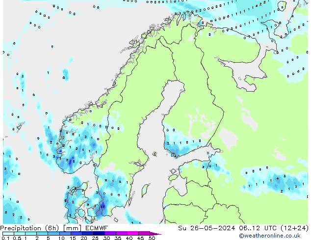 Z500/Yağmur (+YB)/Z850 ECMWF Paz 26.05.2024 12 UTC