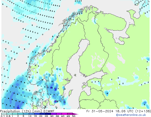 Precipitazione (12h) ECMWF ven 31.05.2024 06 UTC