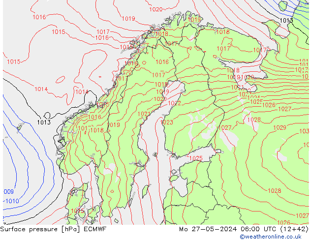 Surface pressure ECMWF Mo 27.05.2024 06 UTC