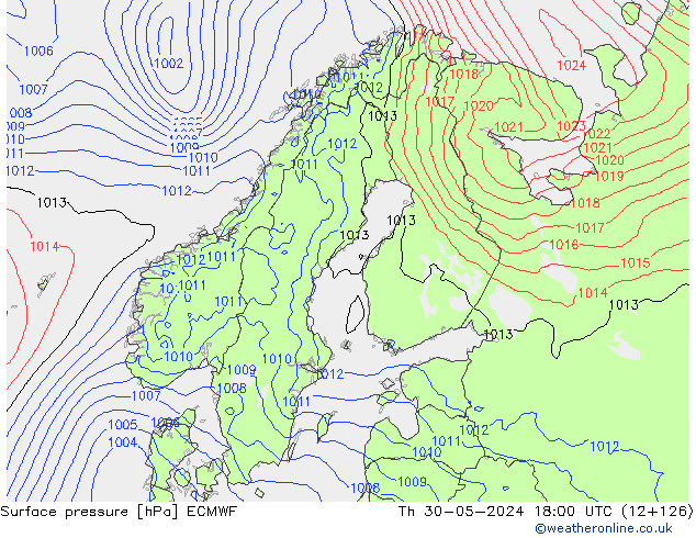 ciśnienie ECMWF czw. 30.05.2024 18 UTC