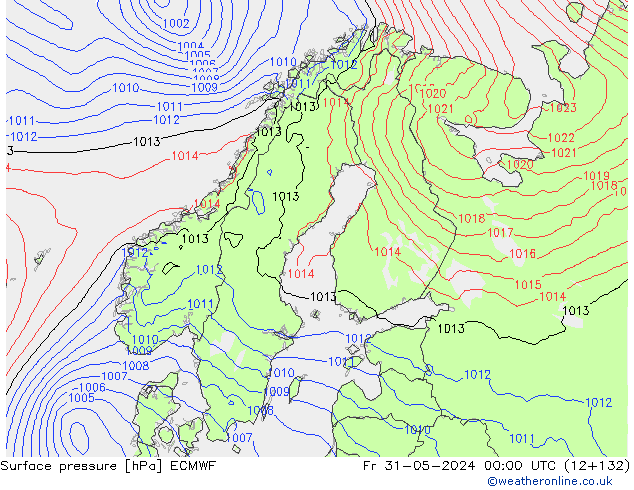 Surface pressure ECMWF Fr 31.05.2024 00 UTC