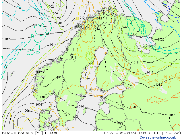 Theta-e 850hPa ECMWF vr 31.05.2024 00 UTC