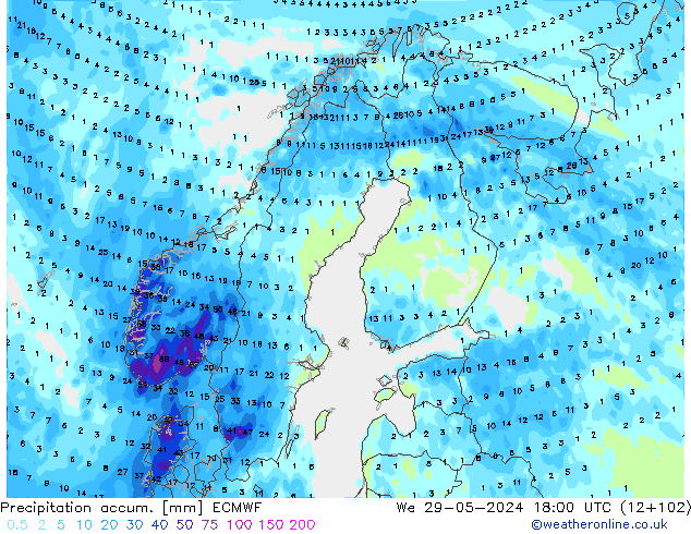 Nied. akkumuliert ECMWF Mi 29.05.2024 18 UTC