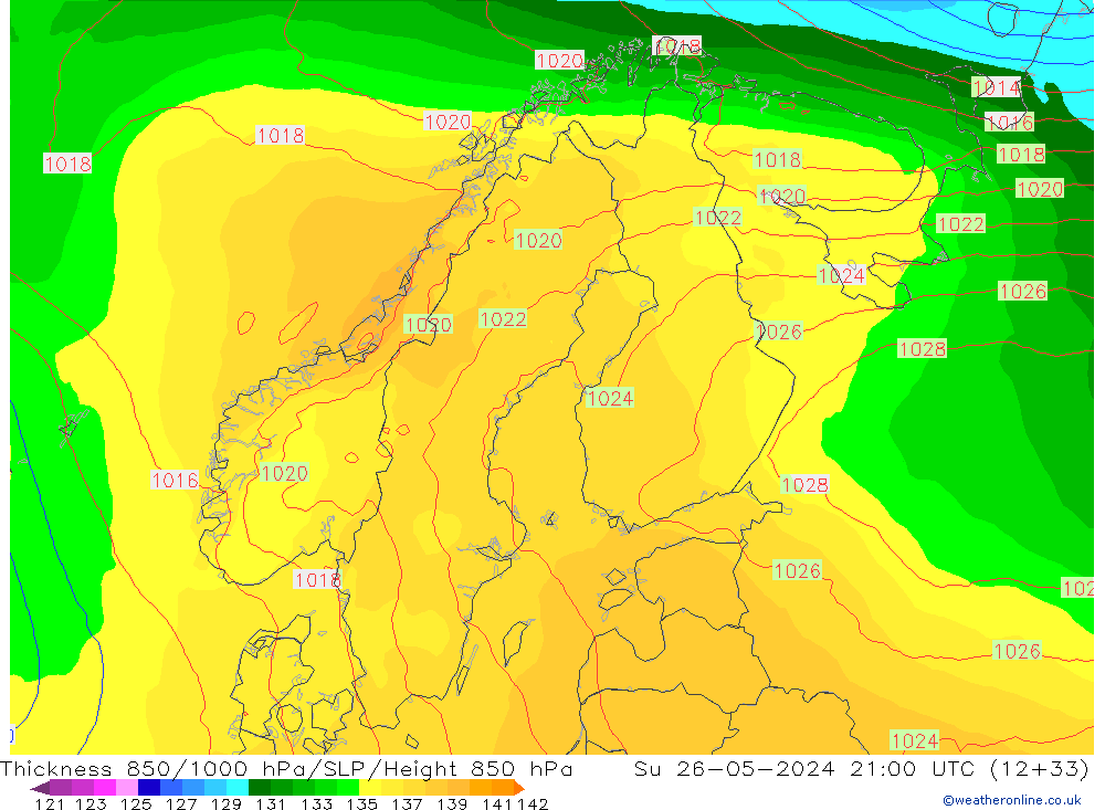 Thck 850-1000 hPa ECMWF Dom 26.05.2024 21 UTC