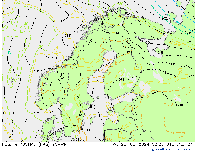 Theta-e 700hPa ECMWF Mi 29.05.2024 00 UTC