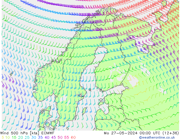 Wind 500 hPa ECMWF ma 27.05.2024 00 UTC