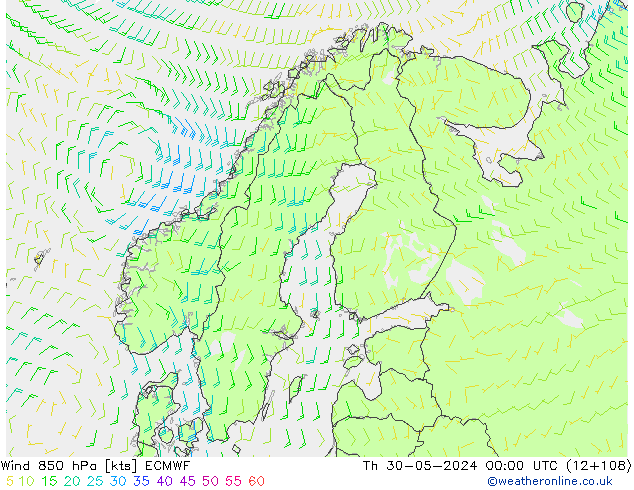 Rüzgar 850 hPa ECMWF Per 30.05.2024 00 UTC