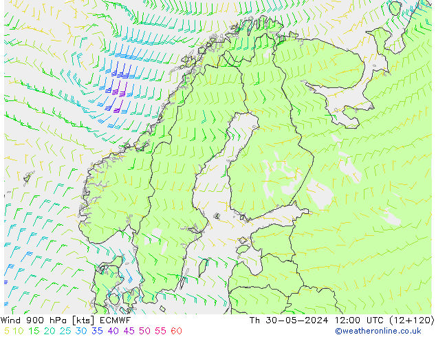 Viento 900 hPa ECMWF jue 30.05.2024 12 UTC