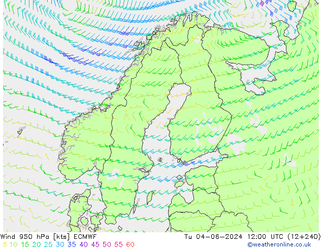 Wind 950 hPa ECMWF Tu 04.06.2024 12 UTC