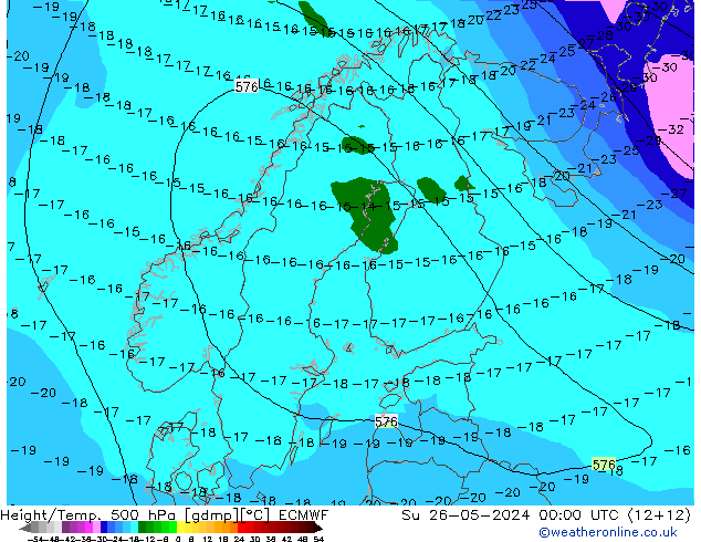 Height/Temp. 500 hPa ECMWF  26.05.2024 00 UTC