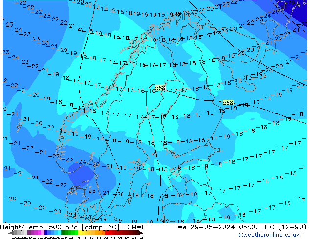 Z500/Rain (+SLP)/Z850 ECMWF Qua 29.05.2024 06 UTC