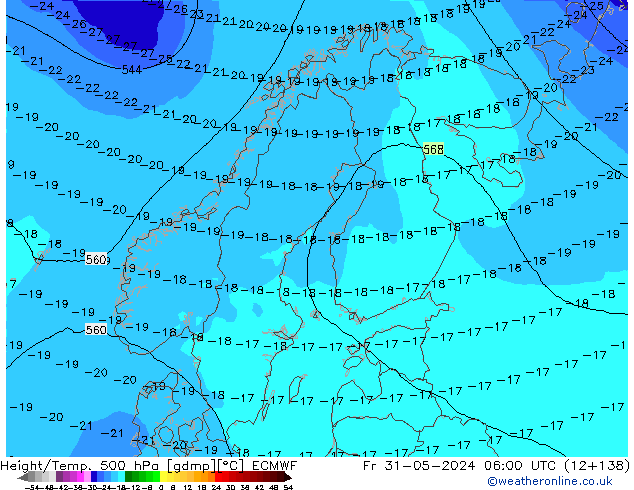 Z500/Yağmur (+YB)/Z850 ECMWF Cu 31.05.2024 06 UTC