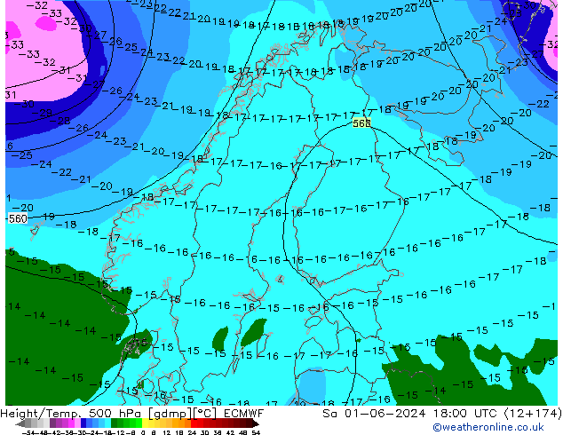 Z500/Rain (+SLP)/Z850 ECMWF сб 01.06.2024 18 UTC