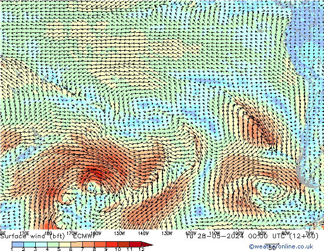 Surface wind (bft) ECMWF Tu 28.05.2024 00 UTC