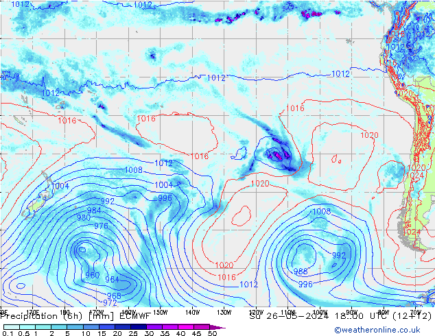 Z500/Yağmur (+YB)/Z850 ECMWF Paz 26.05.2024 00 UTC