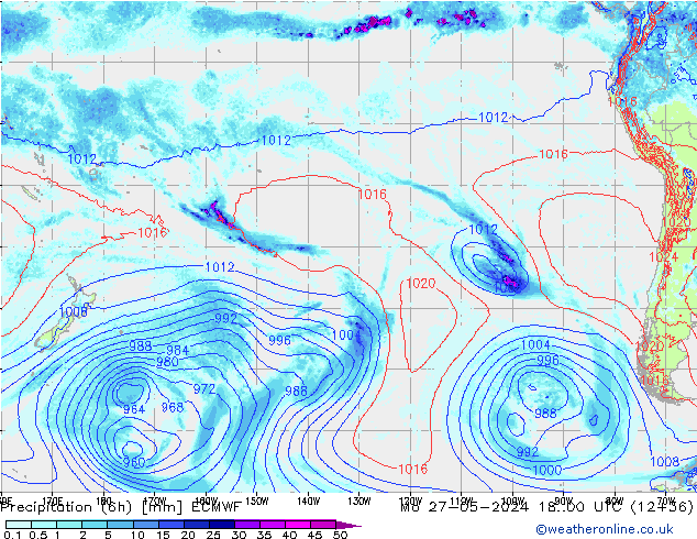 Z500/Rain (+SLP)/Z850 ECMWF Mo 27.05.2024 00 UTC