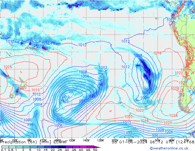 Precipitazione (6h) ECMWF sab 01.06.2024 12 UTC