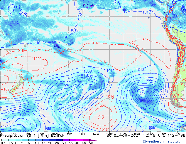 Précipitation (6h) ECMWF dim 02.06.2024 18 UTC