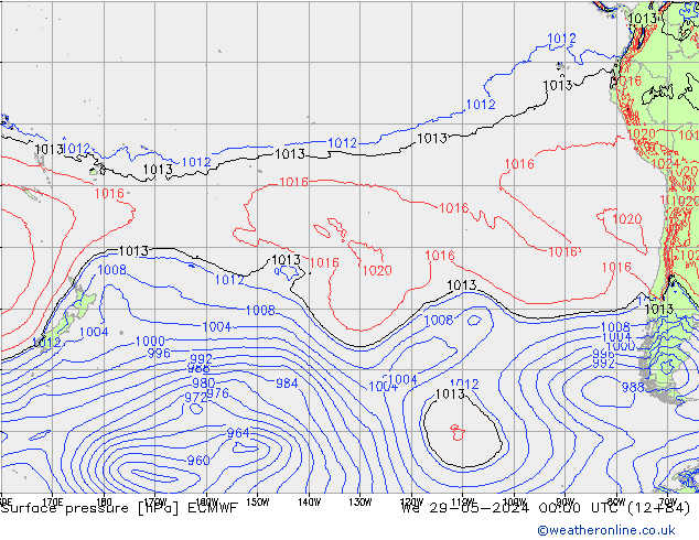 pression de l'air ECMWF mer 29.05.2024 00 UTC