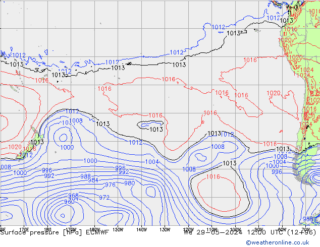 Surface pressure ECMWF We 29.05.2024 12 UTC