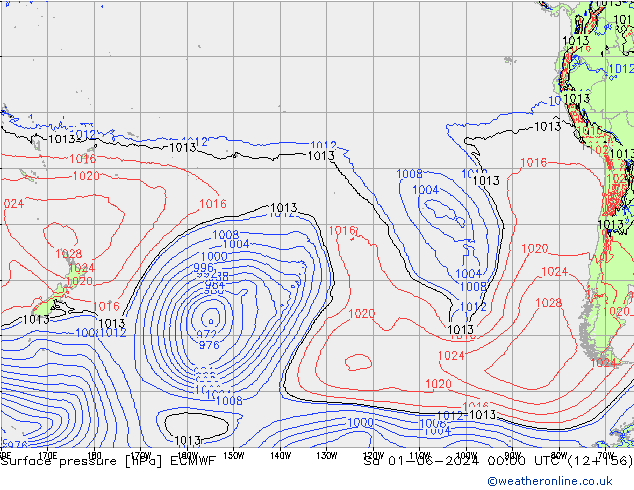 Presión superficial ECMWF sáb 01.06.2024 00 UTC